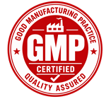 Red GMP Certified badge indicating Good Manufacturing Practice compliance.